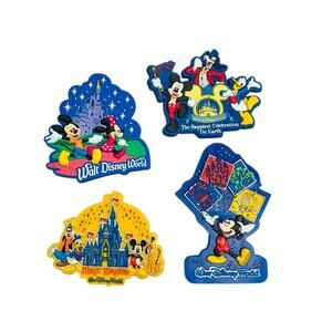 Lot of 4 Vintage Walt Disney World Magic Kingdom Fridge Magnets Mickey Mouse